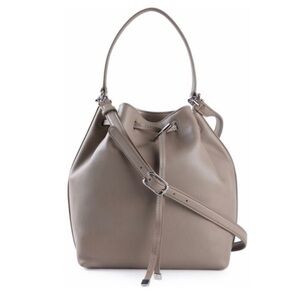 Tory Burch Taupe Leather Drawstring Shoulder Bag